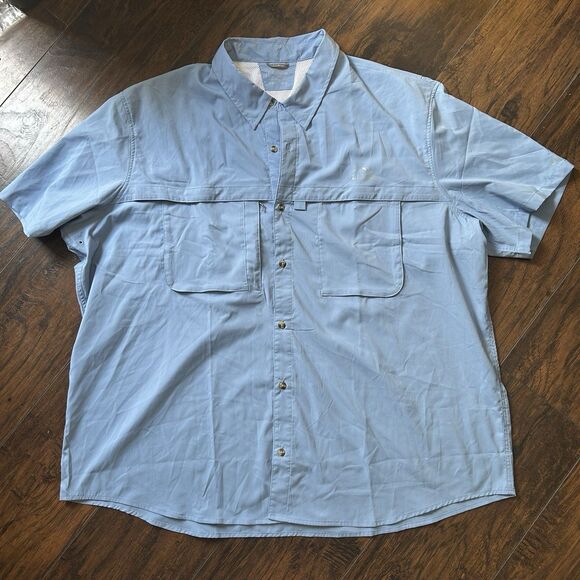 NWOT LL Bean Tropicwear Fishing Outdoor Vented Blue Short Sleeved Button 3XL Men - Picture 1 of 8